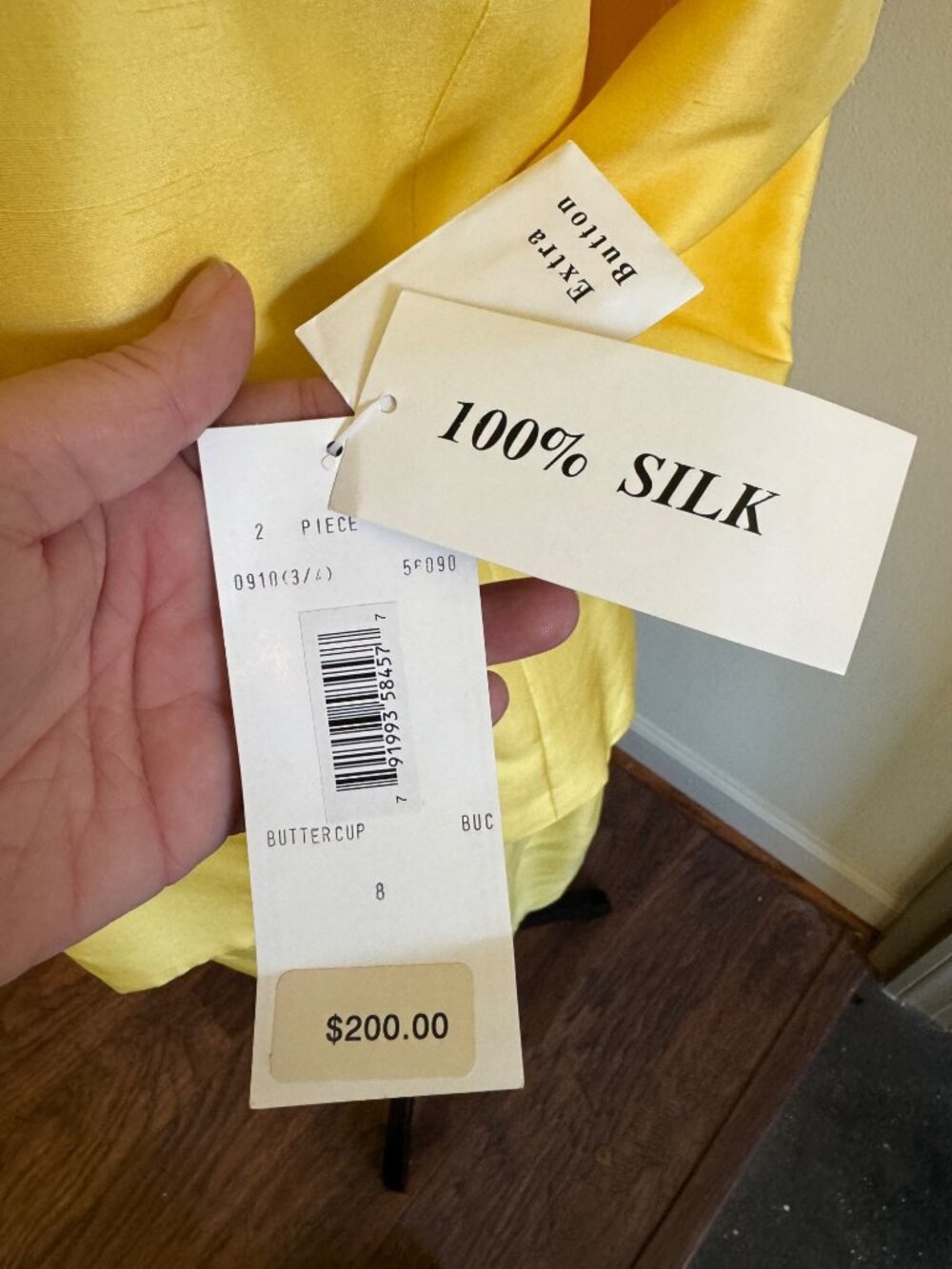 Vintage Travis Ayers Silk Yellow Blazer and Knee Length Pencil Skirt Suit Set 8 - Picture 7 of 15